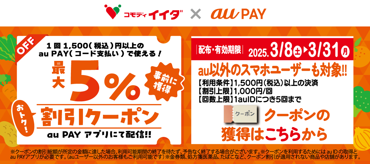 auPAY最大5％割引クーポン